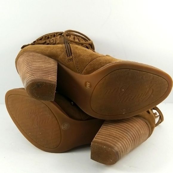 Gianni Bini Suede/Leather Fringe Lace Up Ankle Boots/Booties. Size 8M.  S667 - Picture 6 of 6